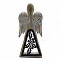 Mango Wood Angel - Whitewash with Iron Decor Cut Out