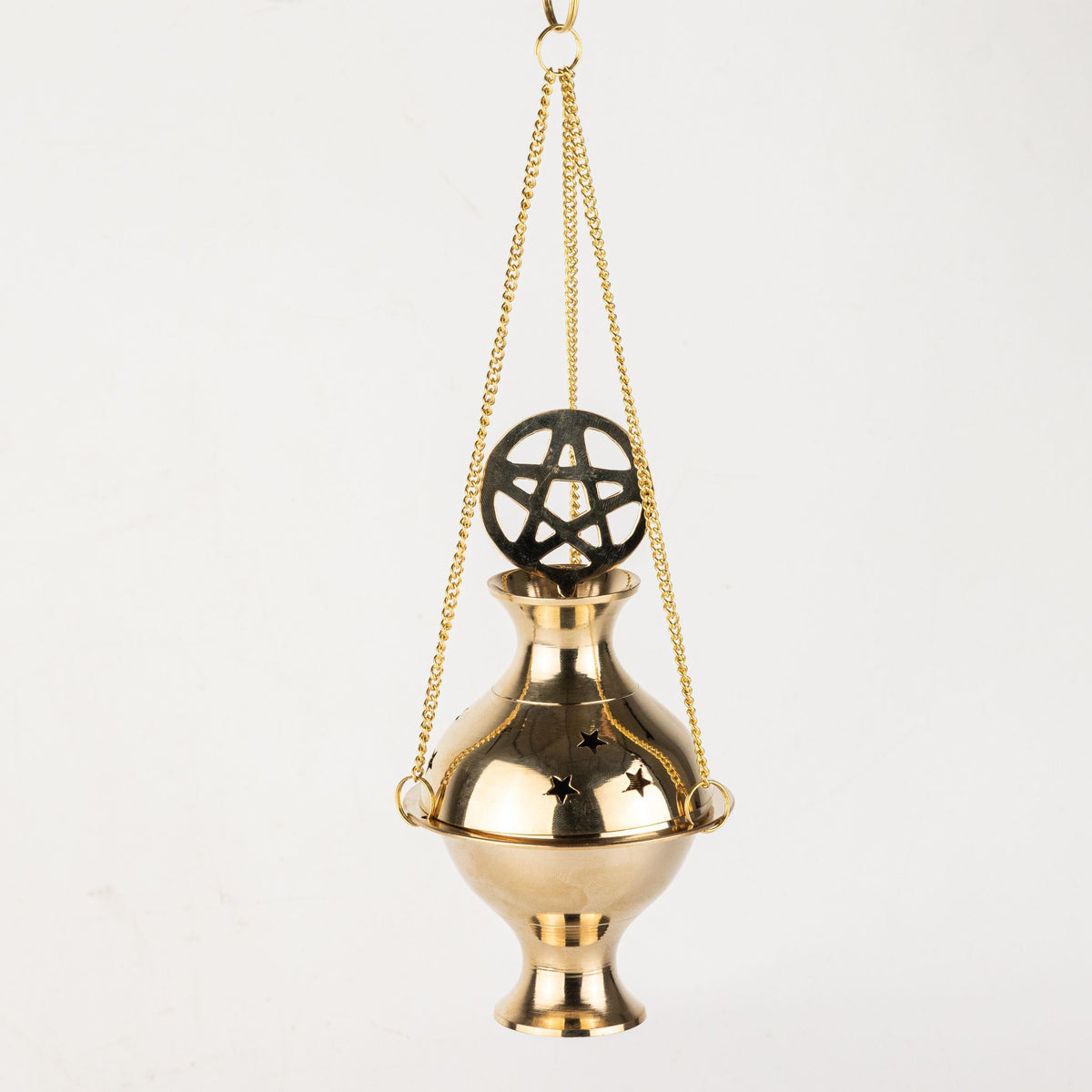 Hanging Brass Incense Burner - Pentagram