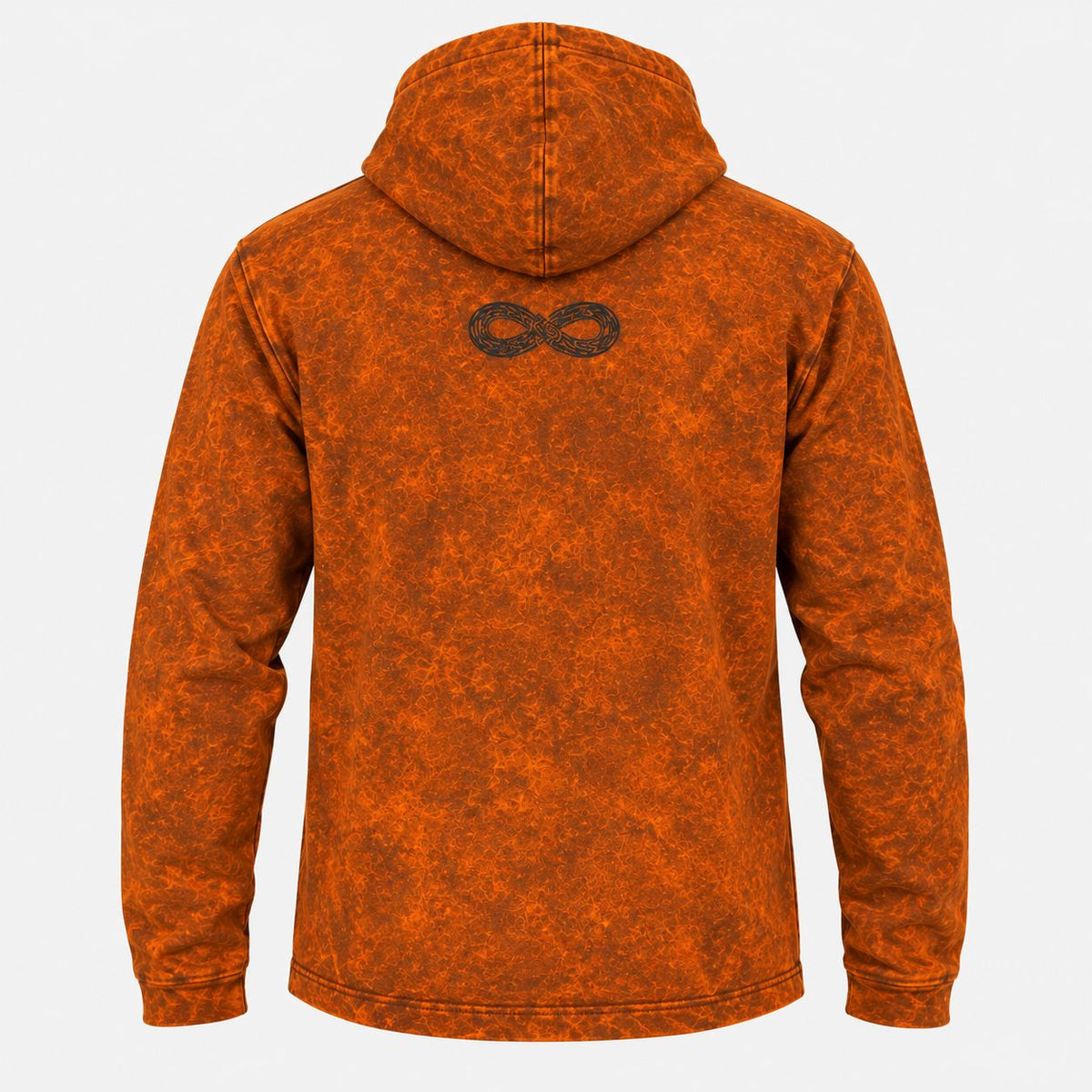 Med Stone Washed Hoody Shirt Kangaroo Pocket - Burnt Orange