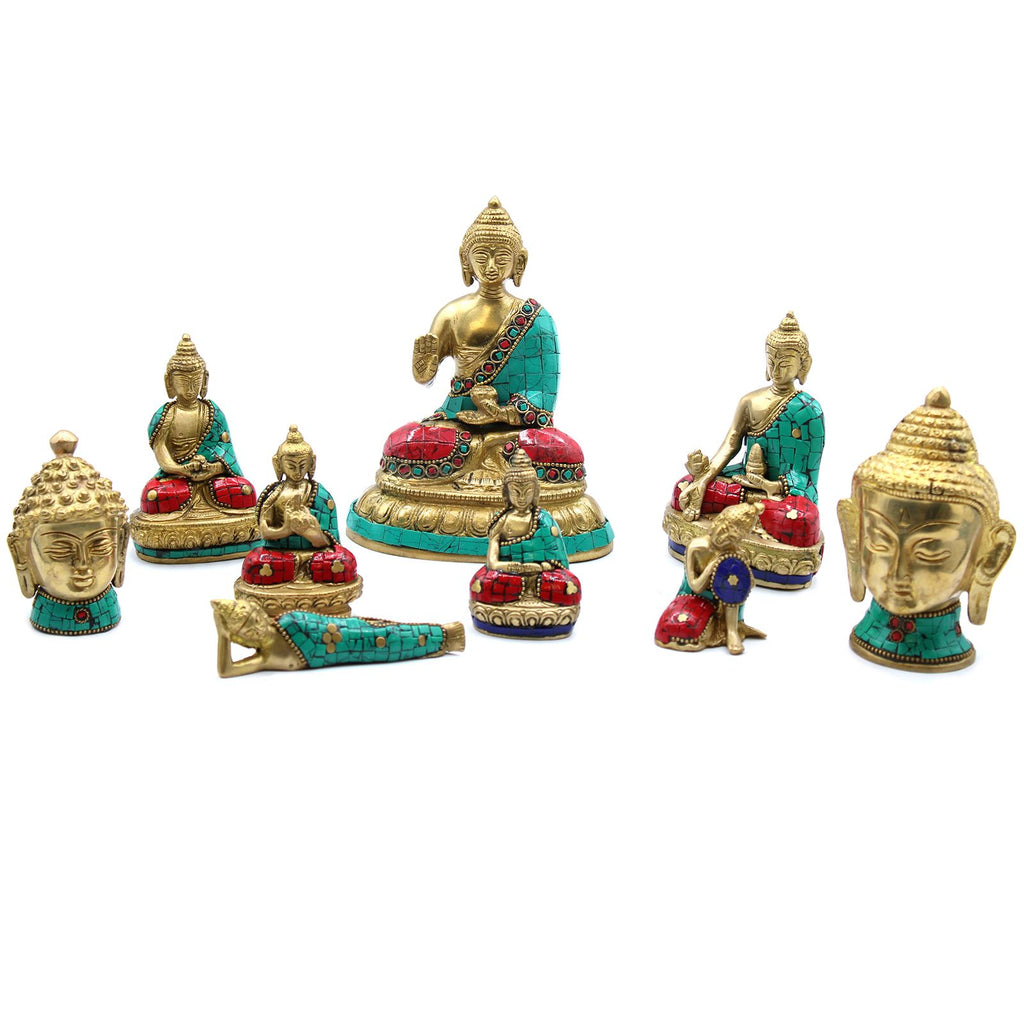 Brass Buddha Figure - Med Head - 8 cm