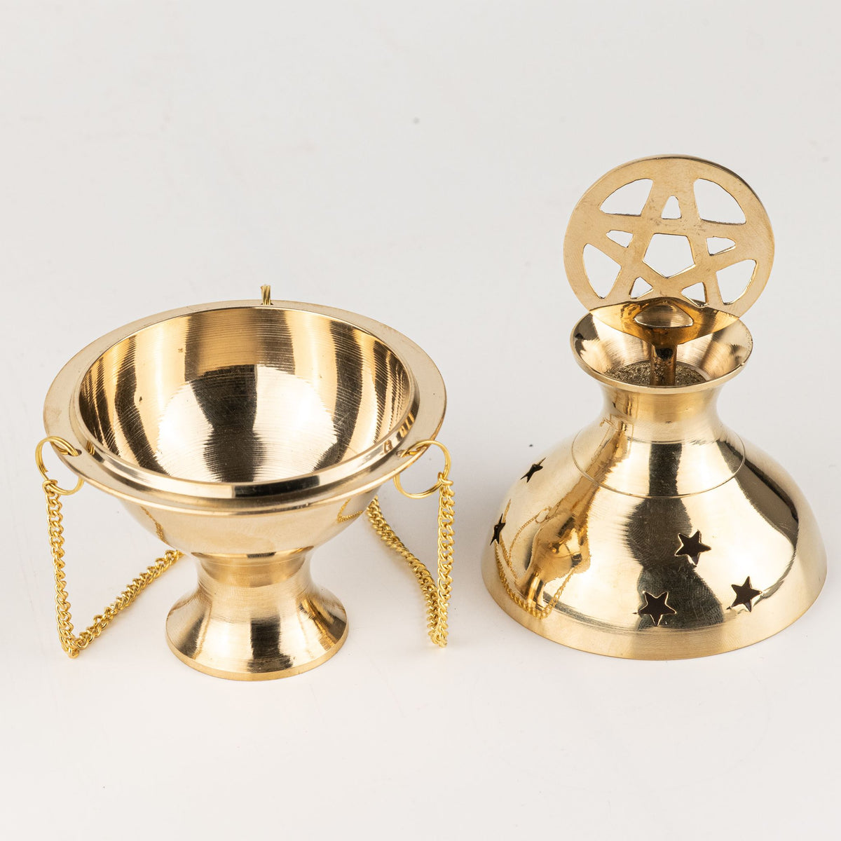 Hanging Brass Incense Burner - Pentagram
