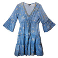 (LXL) Nomad Sari On the Med Collection - Dress - Sea Blue & Gold Fish Design