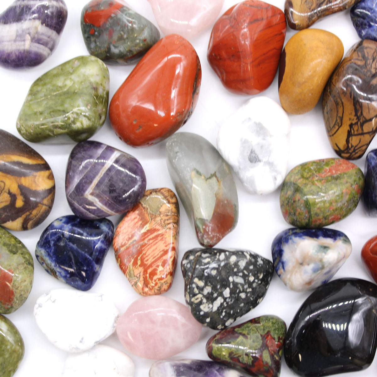 Bag of 12 Medium African Tumble Stones - Unakite