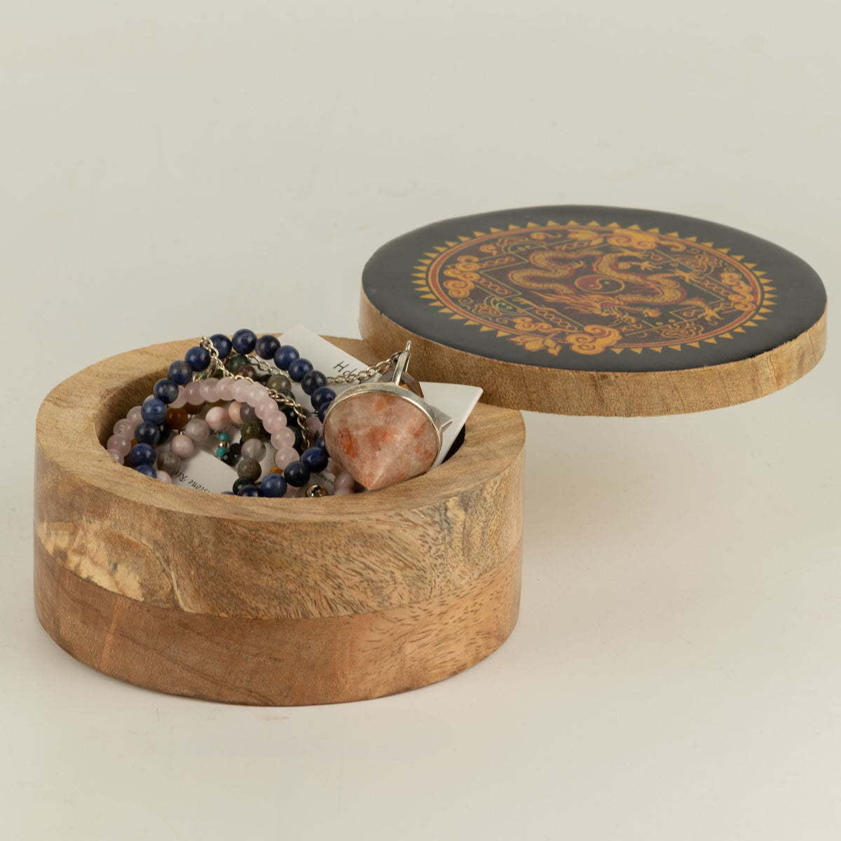 Round Enamelled Box - Dragon Yin Yang