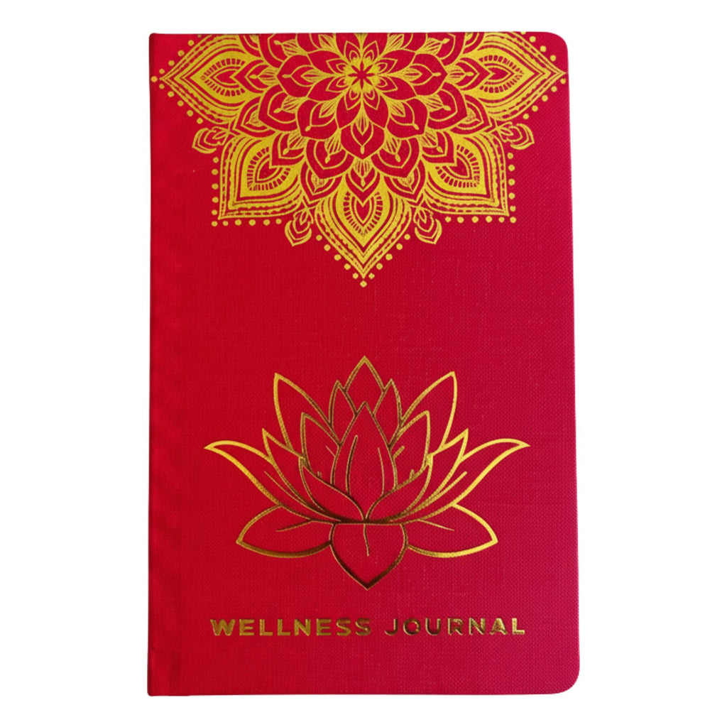 Red Wellness Journal - 120 pages - Golden Mandala and Lotus