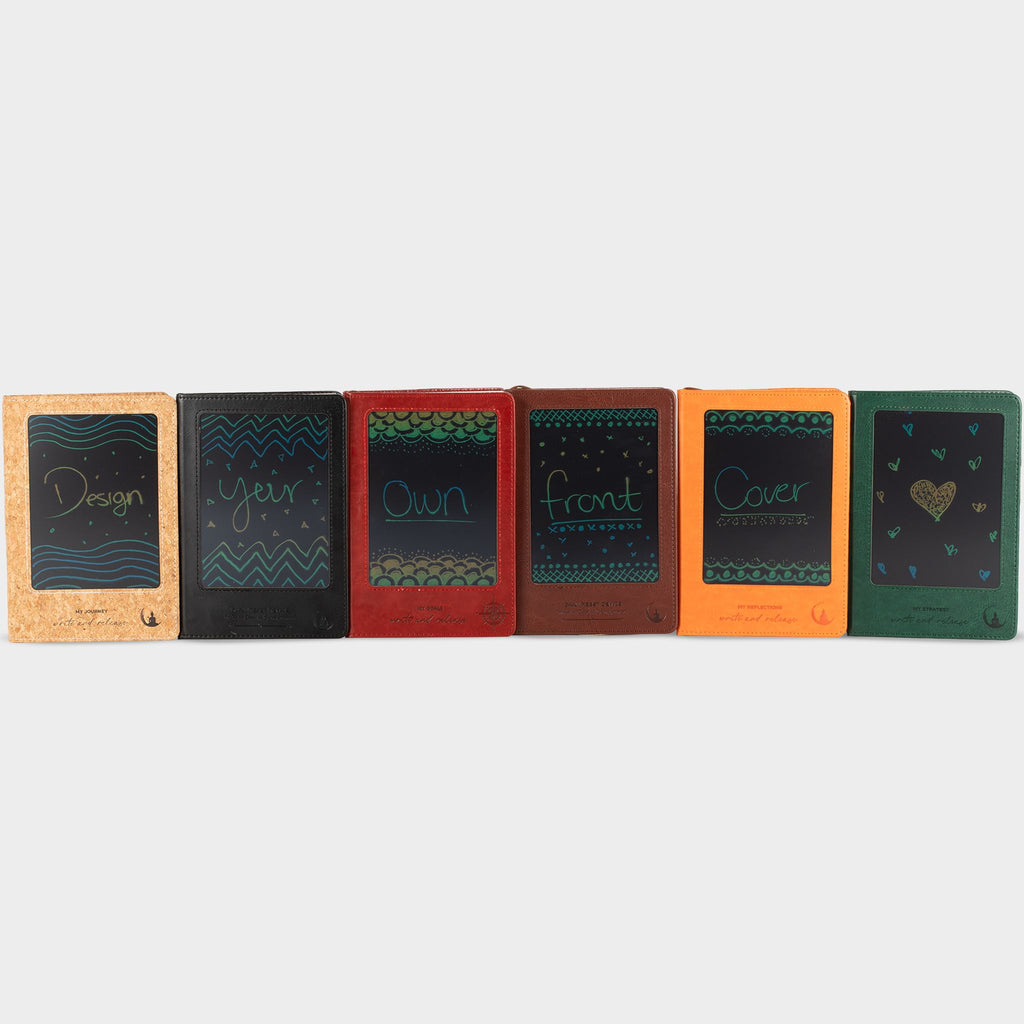 A5 Intention Note Book - LCD Wipe Screen - Red Leather Effect - 160 Pages