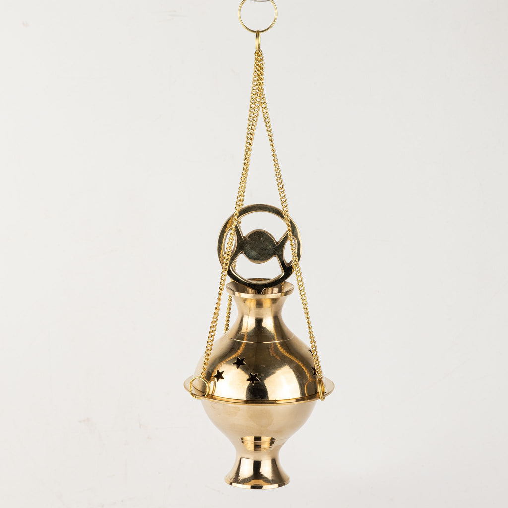 Hanging Brass Incense Burner - Three Phase Moon