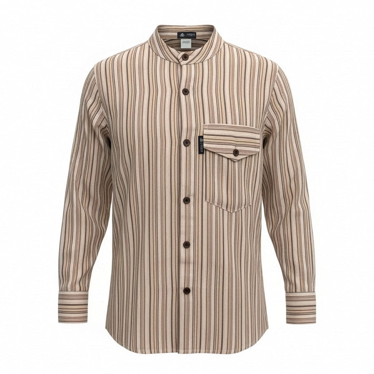 Nomad Sari Grandad Shirt - Brown Beige - Large