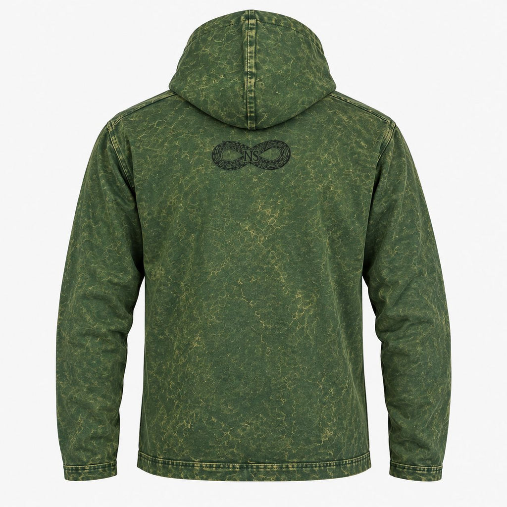 Small Stone Washed Hoody Shirt Kangaroo Pocket - Vintage Teal