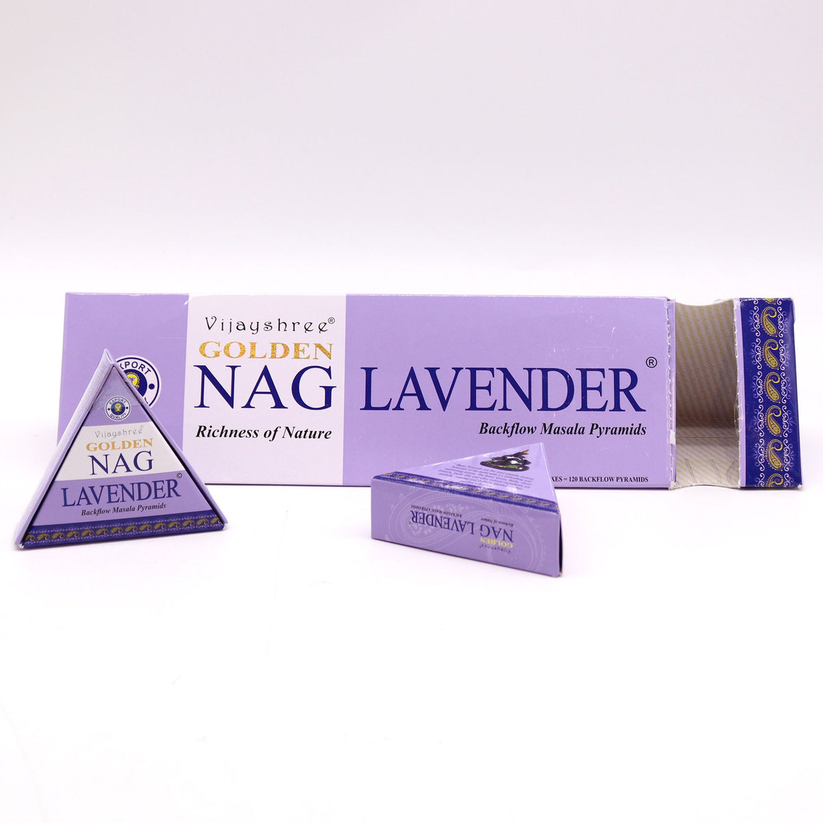 42g Jumbo Golden Nag - Lavender Back Flow Incense Cones