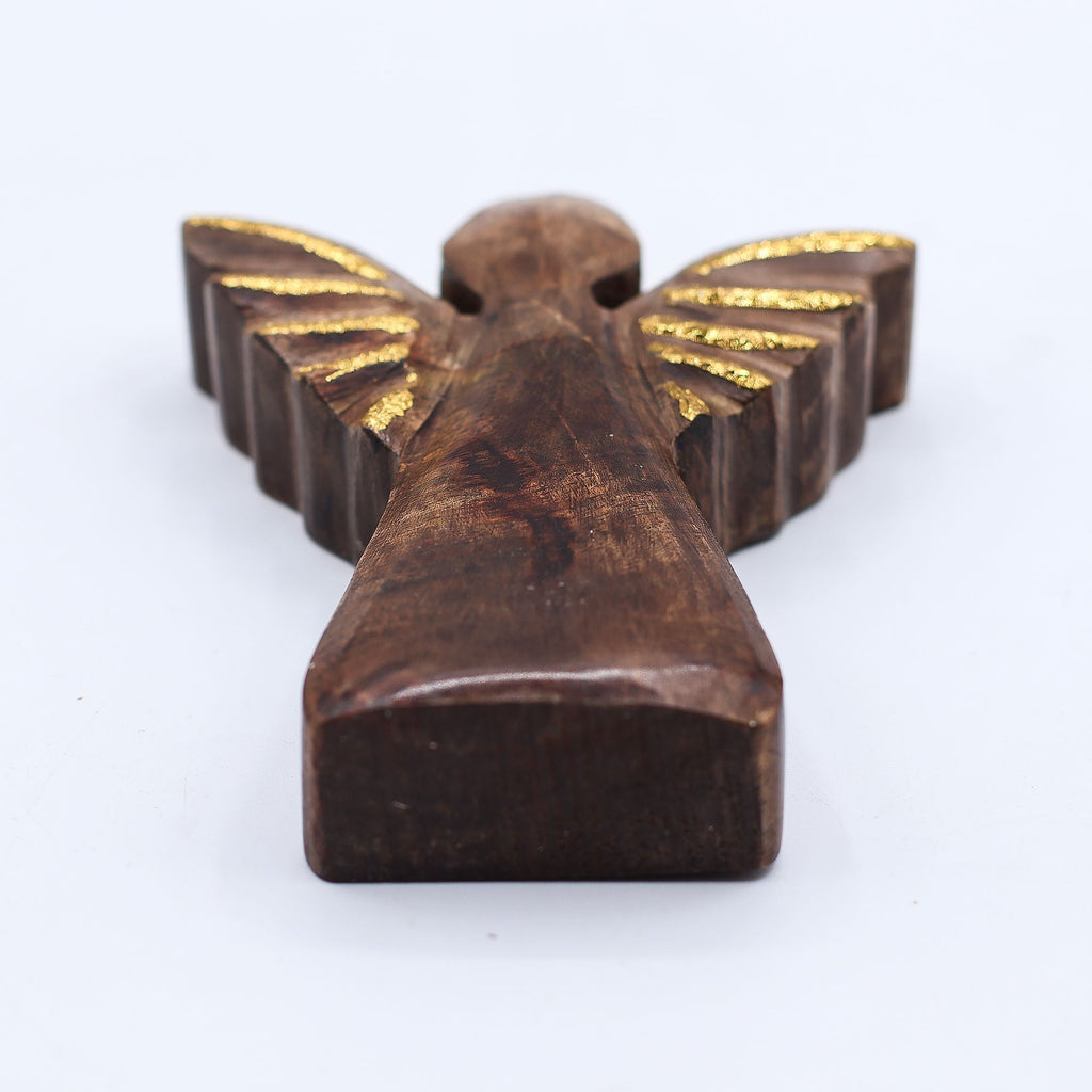 Small Mango Wood Angel - Gold Decor
