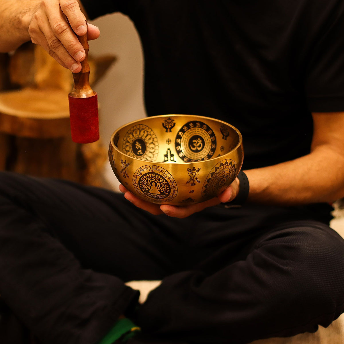 Pure Brass Etched Yogi - Set of 4 - Approx 3.85kg
