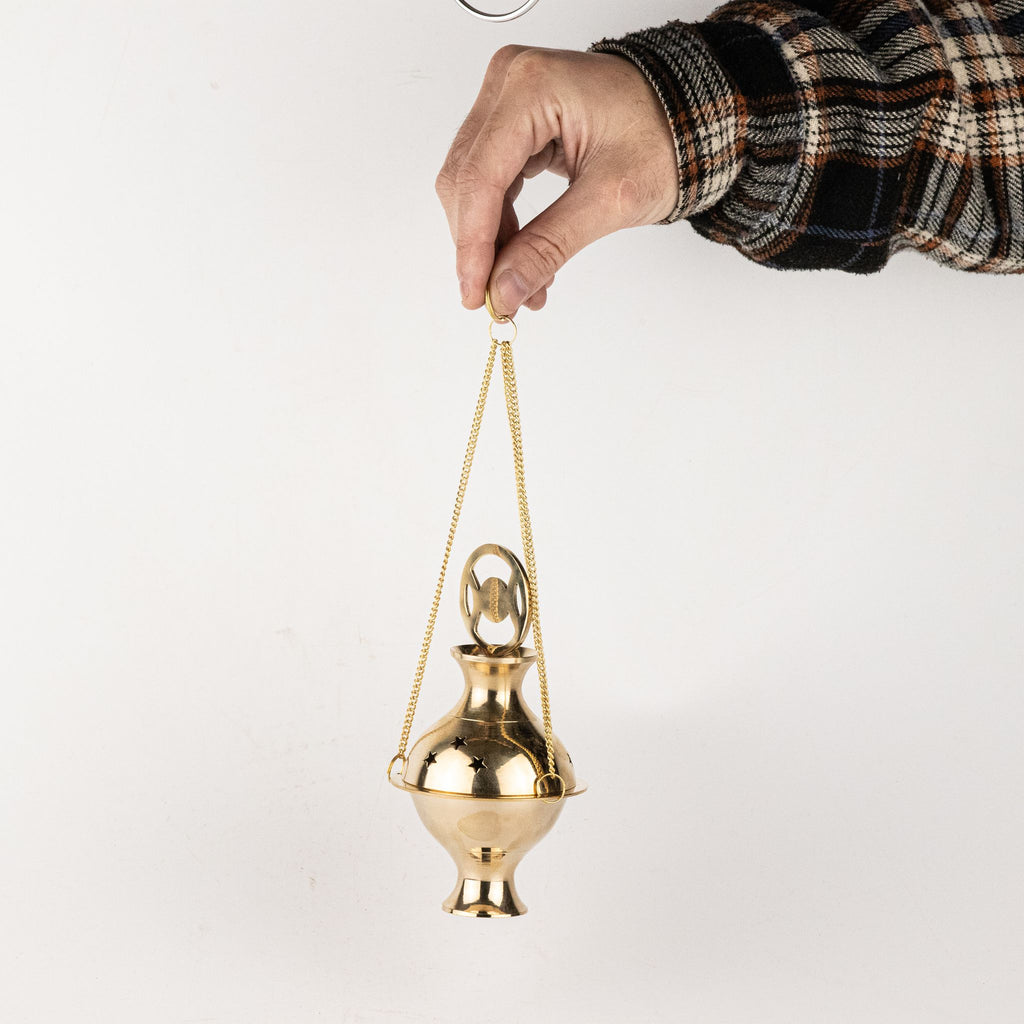 Hanging Brass Incense Burner - Three Phase Moon
