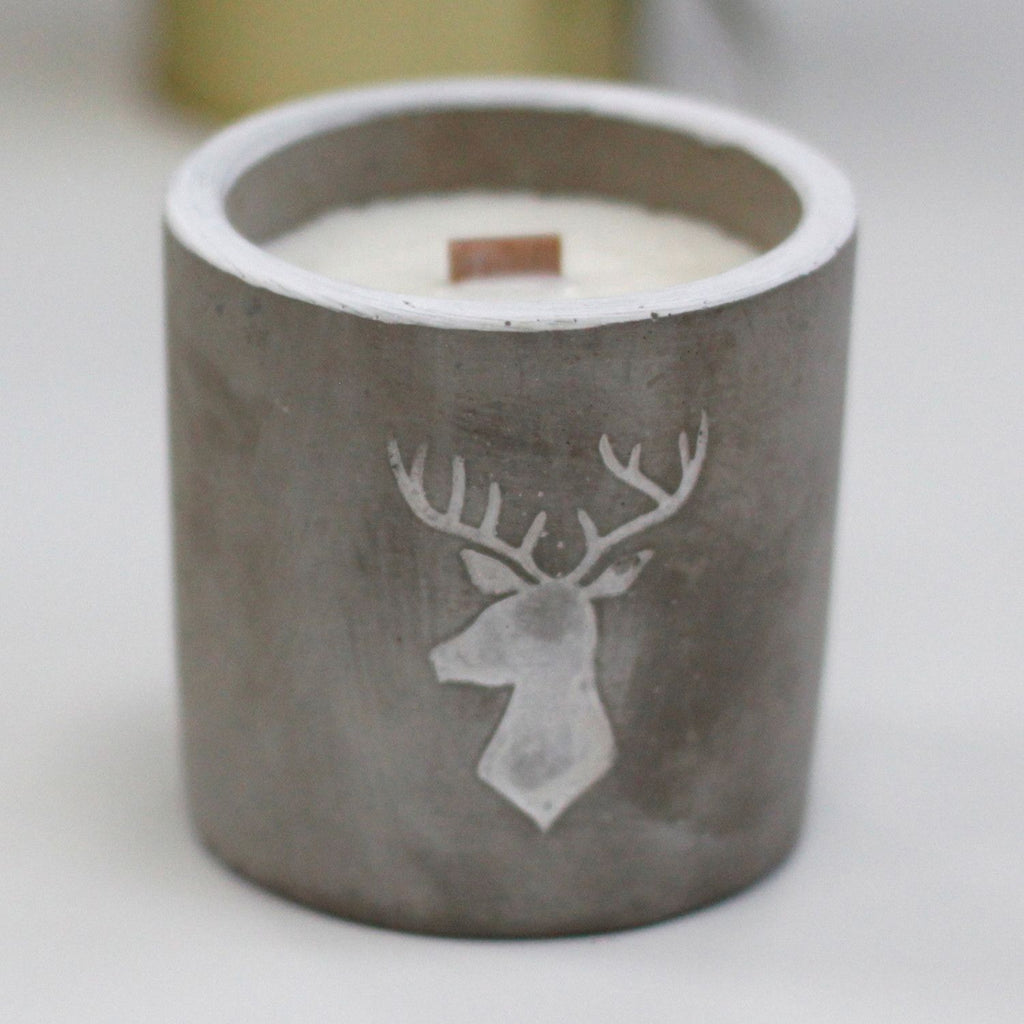 Med Concrete Soy Candle - Stag Head - Whiskey & Woodsmoke