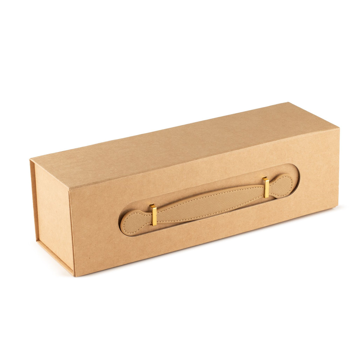 Flat Pack Gift Box - Wine Box Shape  (33.5x10x10.5cm) - Brown Craft
