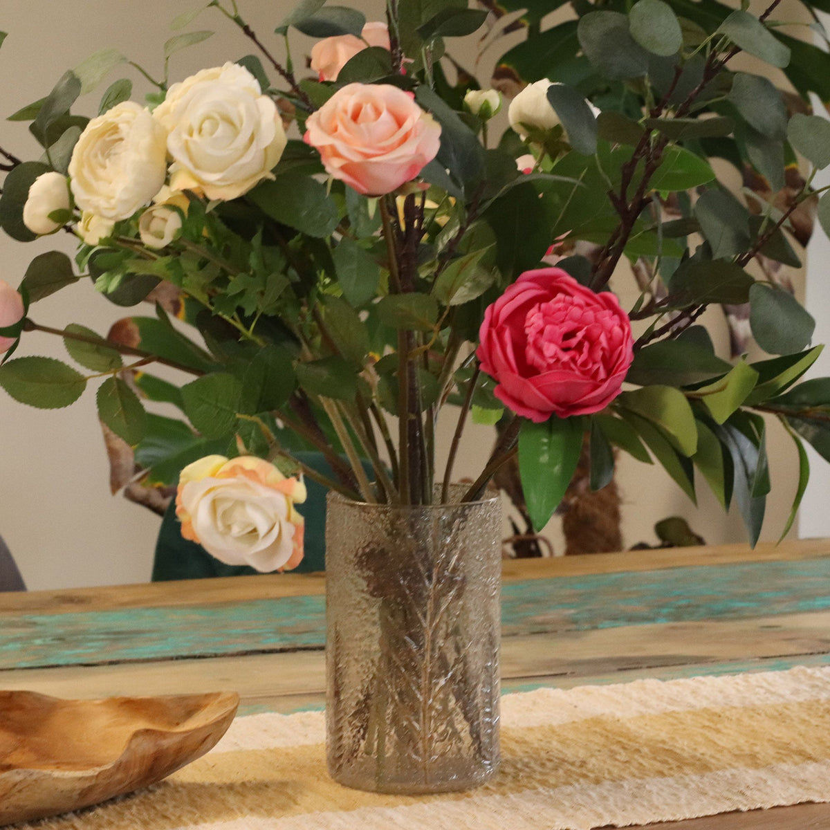 Natural Floral Glass - Tall Vase Candle Holder - Pino - (19x11cm)