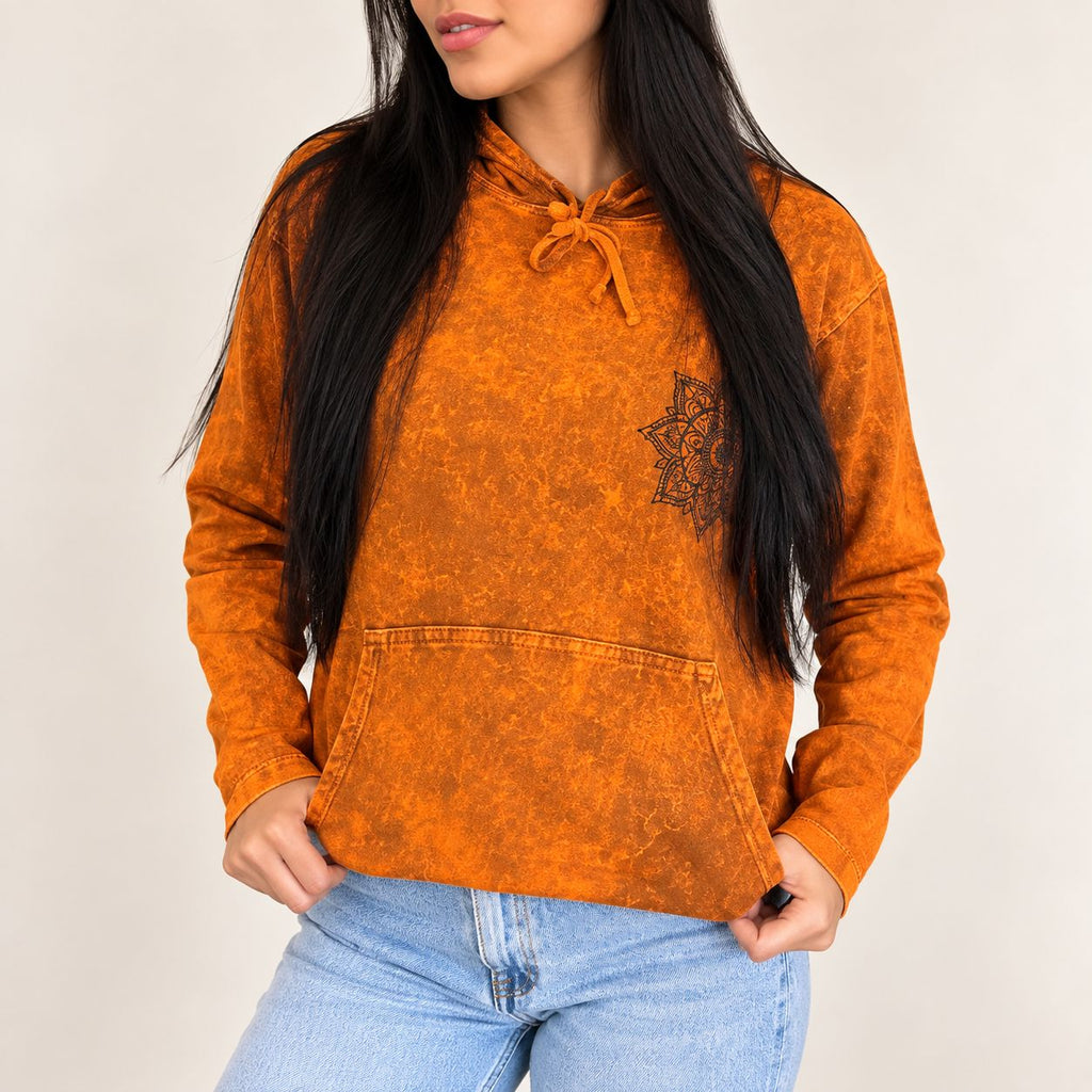 XLarge Stone Washed Hoody Shirt Kangaroo Pocket - Burnt Orange