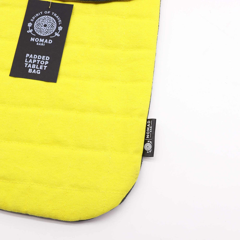 13 inch Laptop Padded Pouch - Crazy Yellow - 14oz Stonewash