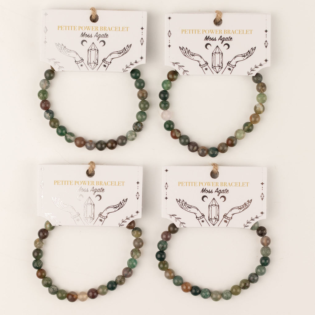 Petite Power Bracelet (17cmx6mm) - Moss Agate