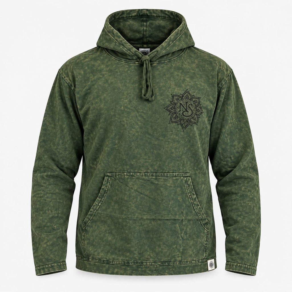 Small Stone Washed Hoody Shirt Kangaroo Pocket - Vintage Teal