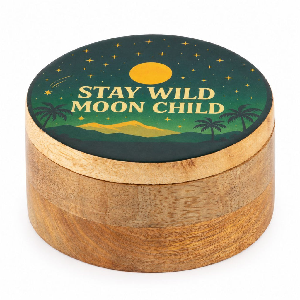 Round Enamelled Box  - Stay Wild Moon Child