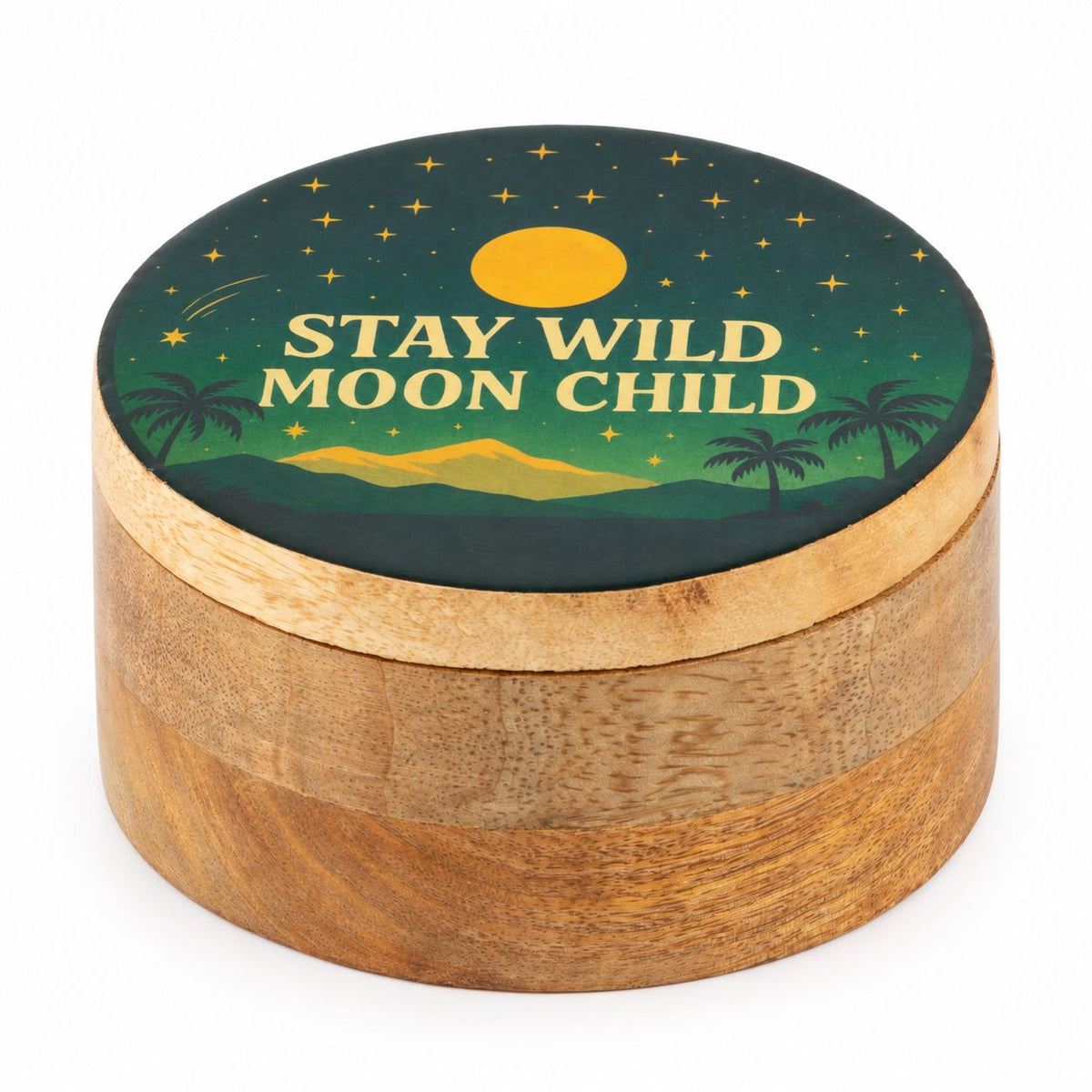 Round Enamelled Box  - Stay Wild Moon Child