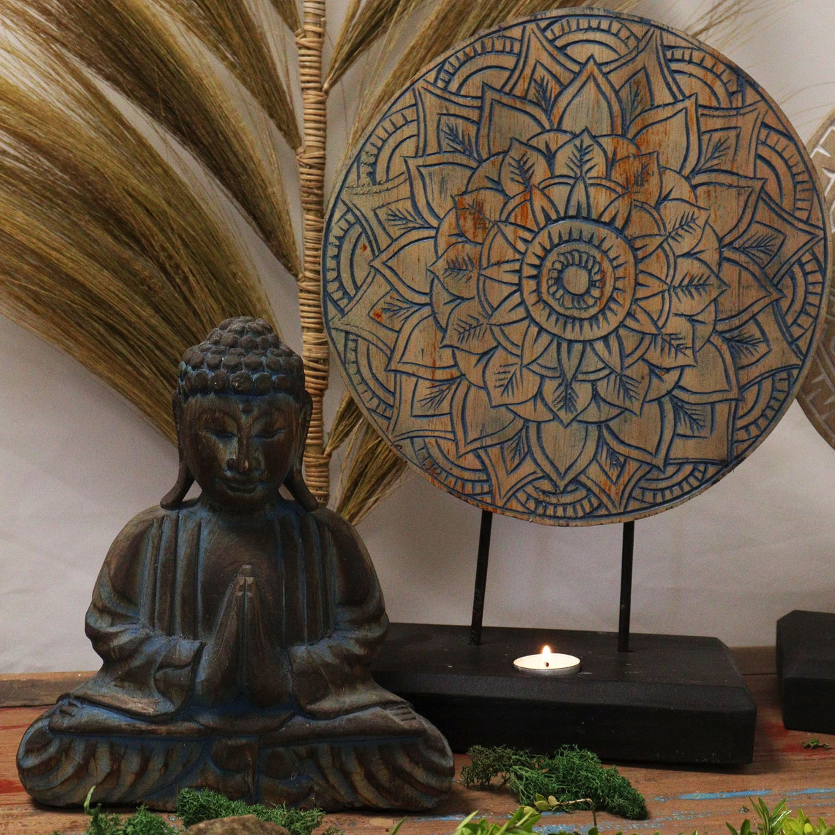 Buddha Feng Shui Set - Flower Mandala - Blue (2 Designs)