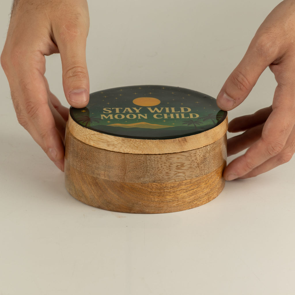 Round Enamelled Box  - Stay Wild Moon Child