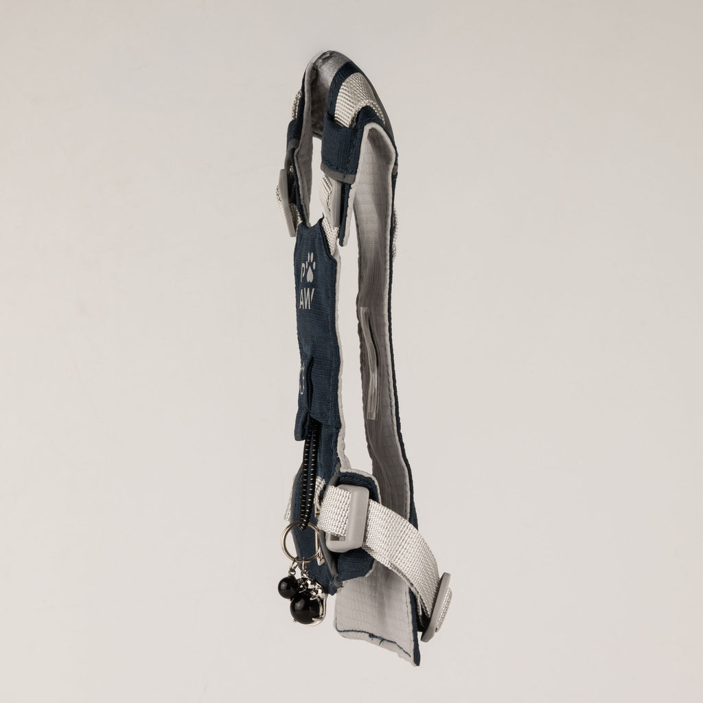 PAW - S (4-8Kg) Dog Step-in Guardian Harness with Reflective Mesh - Rock Grey - Black Obsidian Charm