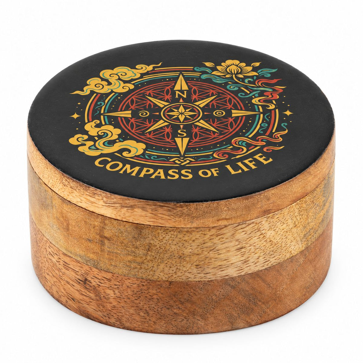 Round Enamelled Box  - Compass of Life