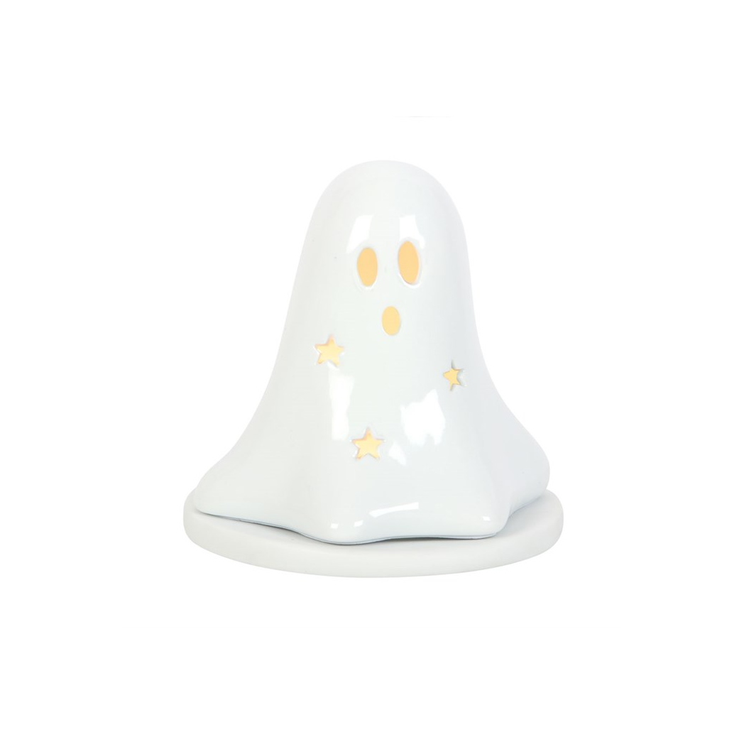 Ceramic Ghost Tealight and Incense Cone Holder