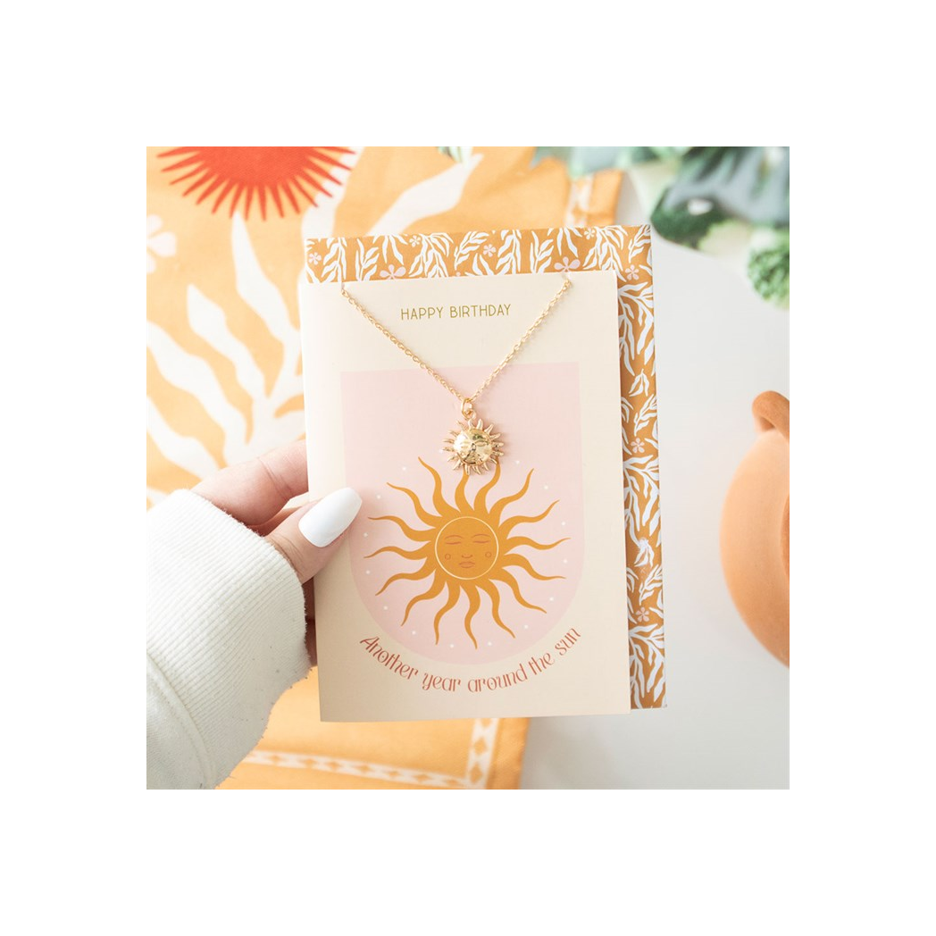 Sun Necklace on Birthday Card